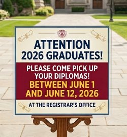 Graduation pick up until June 12th 